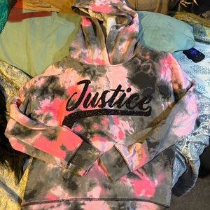 Justice Pink and Gray Tie-Dye Hoodie